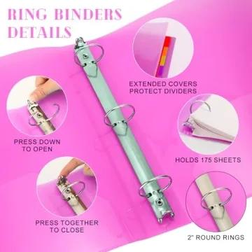 Fulmoon 6 Assorted Color Binders - Flexible and Durable