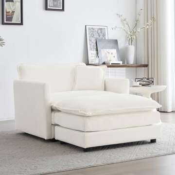 Tmsan Modular Chaise Lounge Chair with Ottomans in Beige