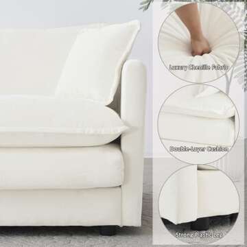 Tmsan Modular Chaise Lounge Chair with Ottomans in Beige