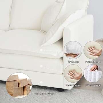 Tmsan Modular Chaise Lounge Chair with Ottomans in Beige