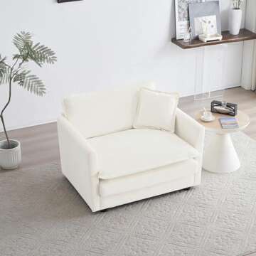 Tmsan Modular Chaise Lounge Chair with Ottomans in Beige