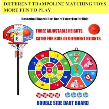 LANGXUN 60" Trampoline for Kids, 5ft Mini Toddler Indoor & Outdoor Trampoline with Net, Basketball H...