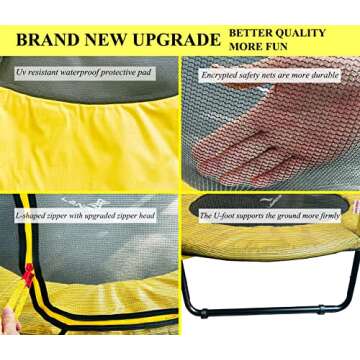 LANGXUN 60" Trampoline for Kids, 5ft Mini Toddler Indoor & Outdoor Trampoline with Net, Basketball Hoop & Dart Board, Birthday Gifts for Boys & Girls, Baby Toddler Christmas Toys (Yellow)