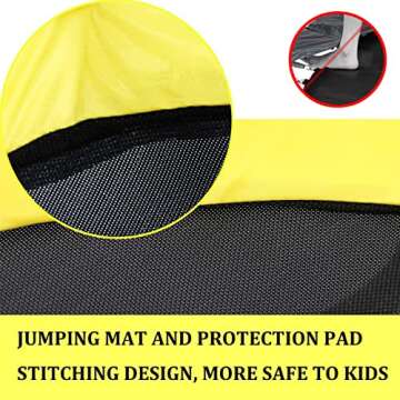 LANGXUN 60" Trampoline for Kids, 5ft Mini Toddler Indoor & Outdoor Trampoline with Net, Basketball Hoop & Dart Board, Birthday Gifts for Boys & Girls, Baby Toddler Christmas Toys (Yellow)