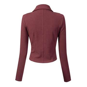 Design by Olivia Women's Stylish Long Sleeve Double Zip Moto Jacket Red Bean L