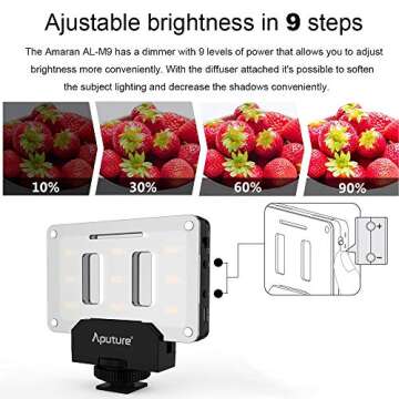 Aputure Amaran AL-M9 LED Light Built in Battery Pockable Mini TLCI/CRI 95+ On-Camera Video Lights 9pcs SMD Lighting for DSLR Camera