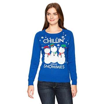 Hybrid Apparel Women's Snowmies Selfie Holiday Sweater