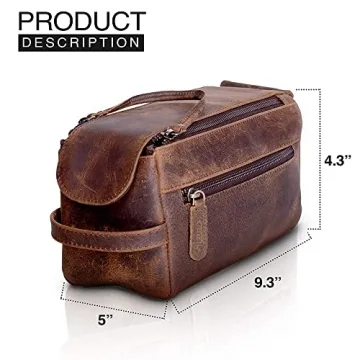 Premium Buffalo Leather Toiletry Bag - Unisex Travel Dopp Kit