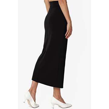 TheMogan Women's Side Slit Ponte Knit High Waist Mid-Calf Pencil Skirt Black 3X