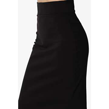 TheMogan Women's Side Slit Ponte Knit High Waist Mid-Calf Pencil Skirt Black 3X