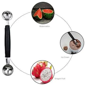 2 Pack Double Ended Headed Fruit Ice Cream Ball Spoon - Melon Baller for Perfectly Rounded Melon Bal...