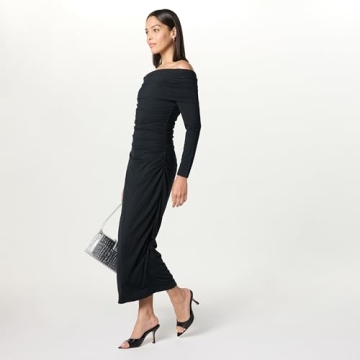 The Drop Stevie Off-The-Shoulder Maxi Knit Dress Black