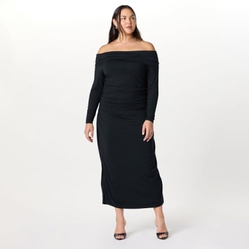 The Drop Stevie Off-The-Shoulder Maxi Knit Dress Black
