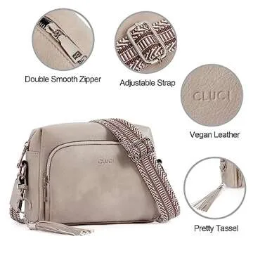 CLUCI Small Crossbody Purses for Women Trendy, Vegan Leather Women's Crossbody Handbags with Adjustable Wide Strap
