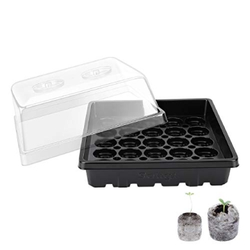 Thick Plastic Seed Starter Tray with Humidity Dome - 4 Set for Indoor Gardening