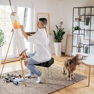 LUE BONA Faux Leather Vanity Stool, Upholstered Make up Bench, Rectangle Ottoman Foot Stool, Vanity Chair Tufted Footrest Stool Makeup Stool with Silver Chrome Legs for Living Room, Bedroom, Black