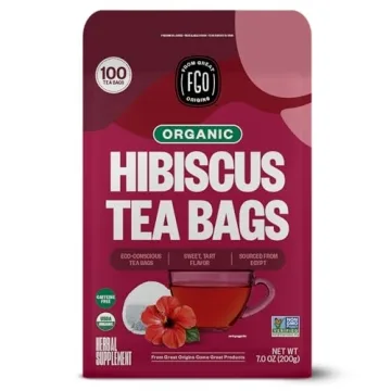 FGO Organic Hibiscus Tea Bags - Eco-Friendly 100 Count for Refreshing Servings
