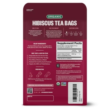 Organic Hibiscus Tea Bags - 100 Count Eco-Friendly