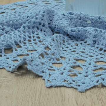 kilofly Handmade Crochet Cotton Lace Table Sofa Doily, Waterlily, Blue, 22 inch