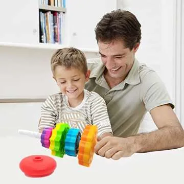 LUCKFUTURE Spinning Stacking Toys, Educational Toddler Toys Stacking Rings Baby Toy, Montessori Toy for Girls and Boys, Spin Gears Toys Christmas Birthday Gift for 1-3 Year Old