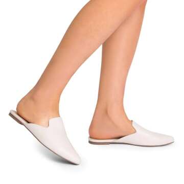 DREAM PAIRS Women's Flat Mules Pointed Toe Backless Loafer Shoes,Size 7,White/Pu,DML211