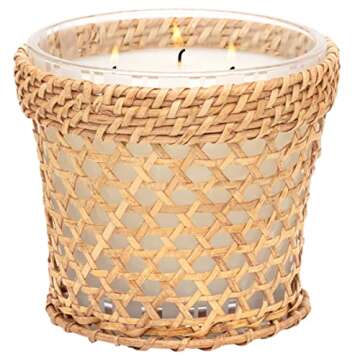 NEST New York Grapefruit Decorative Rattan Scented 3-Wick Candle, 21 Ounces