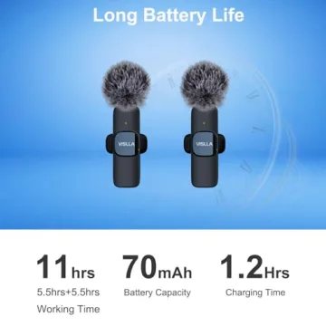 Vislla Mini Wireless Lavalier Mic - Noise Cancelling & Battery
