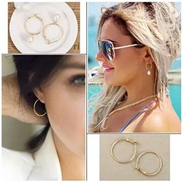 PEARLADA Gold Huggie Hoop Earrings for Women Elegant Jewelry