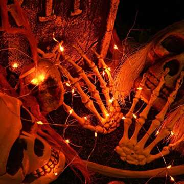 Brizled Orange Fairy Lights, 12 Pack 20 LED Orange Halloween Lights, 6.56ft Battery Halloween String...