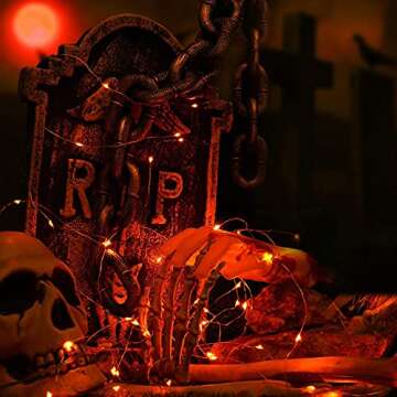 Brizled Orange Fairy Lights, 12 Pack 20 LED Orange Halloween Lights, 6.56ft Battery Halloween String Lights, Indoor Twinkle Starry Lights Silver Wire for DIY Home Halloween Bedroom Party Holiday Decor