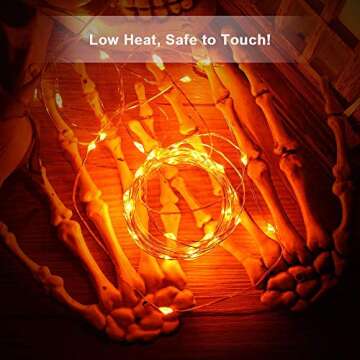 Brizled Orange Fairy Lights, 12 Pack 20 LED Orange Halloween Lights, 6.56ft Battery Halloween String Lights, Indoor Twinkle Starry Lights Silver Wire for DIY Home Halloween Bedroom Party Holiday Decor