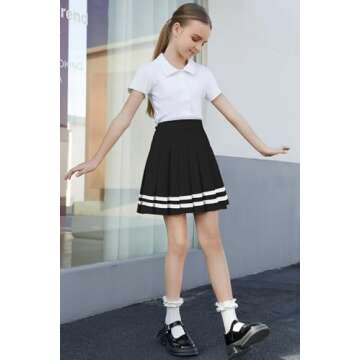 Stylish Girls Pleated Cheer Skirt Skort for Ages 10-11