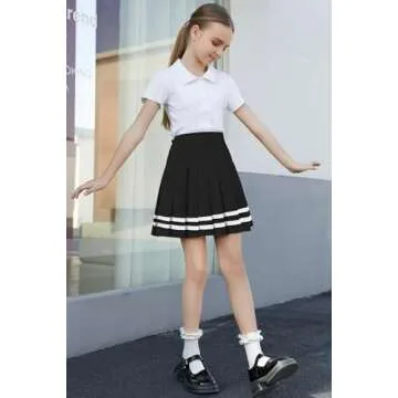 Stylish Girls Pleated Cheer Skirt Skort for Ages 10-11