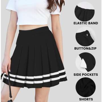 Stylish Girls Pleated Cheer Skirt Skort for Ages 10-11