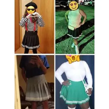 Stylish Girls Pleated Cheer Skirt Skort for Ages 10-11