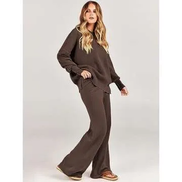 Cozy ANRABESS Women’s 2 Piece Knit Sweater & Pants Set