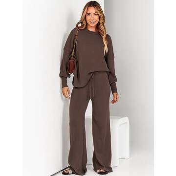 Cozy ANRABESS Women’s 2 Piece Knit Sweater & Pants Set