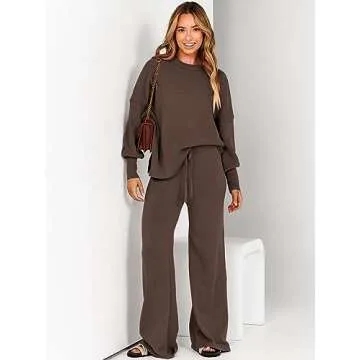 Cozy ANRABESS Women’s 2 Piece Knit Sweater & Pants Set
