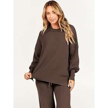 Cozy ANRABESS Women’s 2 Piece Knit Sweater & Pants Set