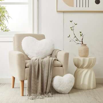 YRXRUS Heart Pillow, White Heart Pillows for Mother's Day, Love Pillow Gifts, 14X17 Inch Large Heart...