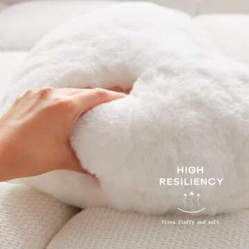 YRXRUS Heart Pillow, White Heart Pillows for Mother's Day, Love Pillow Gifts, 14X17 Inch Large Heart Shaped Pillows, Faux Rabbit Fur Coquette Room Decor Throw Pillows, Living, Bedroom