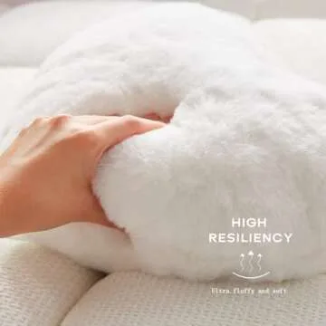 YRXRUS Heart Pillow, White Heart Pillows for Mother's Day, Love Pillow Gifts, 14X17 Inch Large Heart Shaped Pillows, Faux Rabbit Fur Coquette Room Decor Throw Pillows, Living, Bedroom