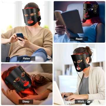 brori LED Face Mask - 7 Colors Red Blue Infrared Light Therapy Mask for Facial Skin Care & Treatment...
