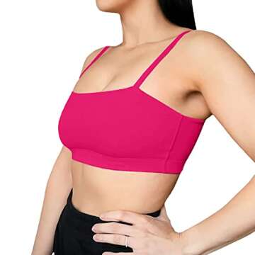 Aoxjox Women's Workout Bandeau Sports Bras Training Fitness Running Yoga Crop Tank Top (Rose Red, X-...