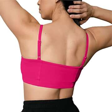 Aoxjox Women's Workout Bandeau Sports Bras Training Fitness Running Yoga Crop Tank Top (Rose Red, X-Small)