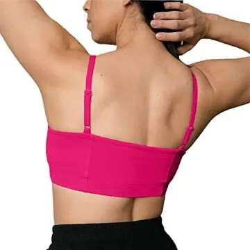 Aoxjox Women's Workout Bandeau Sports Bras Training Fitness Running Yoga Crop Tank Top (Rose Red, X-Small)