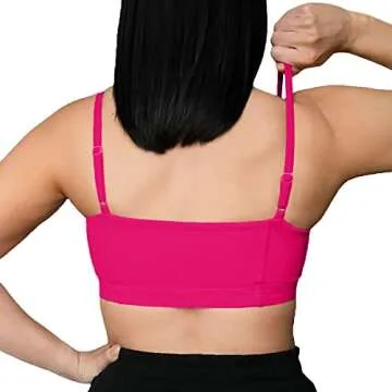 Aoxjox Women's Workout Bandeau Sports Bras Training Fitness Running Yoga Crop Tank Top (Rose Red, X-Small)
