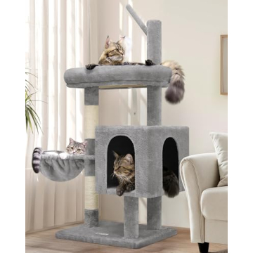 Globlazer F46C Versatile Play Cat Tree Tower | 46-Inch Sturdy Cat Condo with Scratching Posts, Hammo...