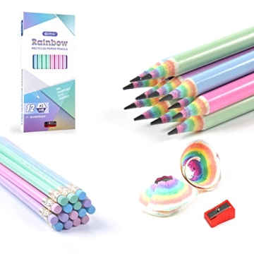 ECOTREE Pencils - 12 Pack Rainbow Eco-Friendly #2 HB Pencils for School Supplies