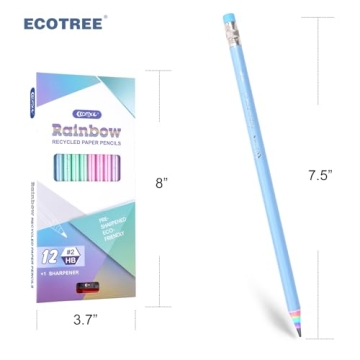 ECOTREE Rainbow Pencils - Eco-Friendly #2 HB Pencils